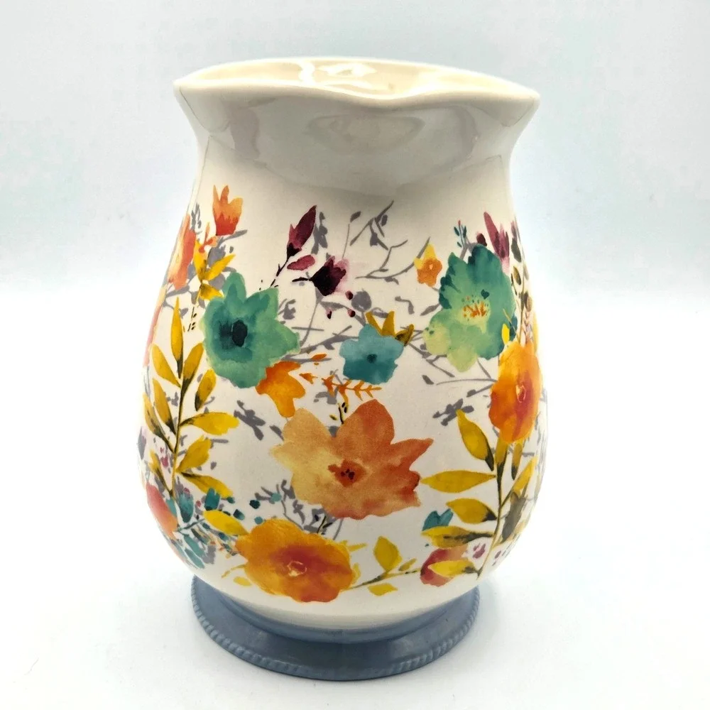 The Pioneer Woman Large Serving Pitcher Willow 3.2 QT Floral Stoneware Cottage